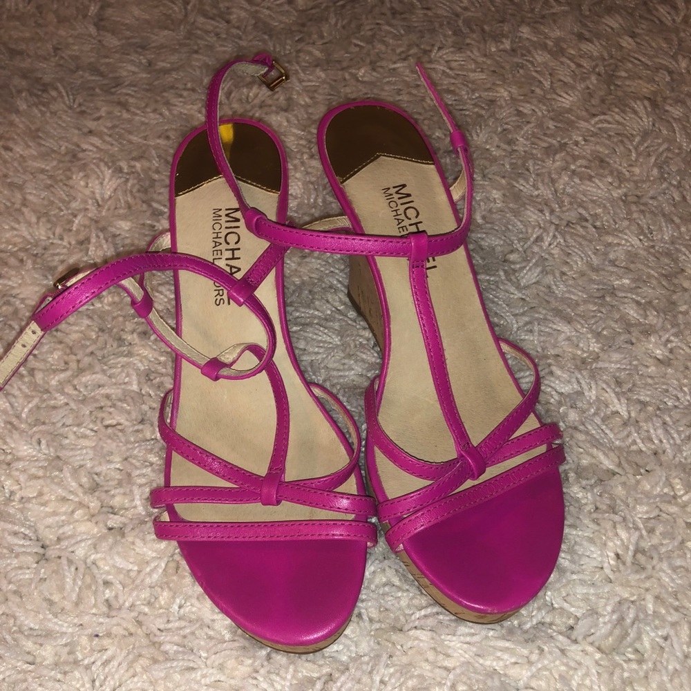 Hot pink Michael Kors wedges